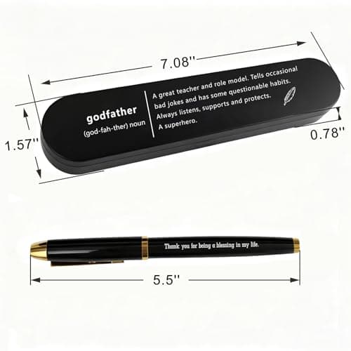 iyaone Godfather Gift - Personalized Engraved Pen, Unique Thank You Gifts for Godfather from Godson or Goddaughter, Father Figure Mentor Birthday Christmas - Thumbnail 3