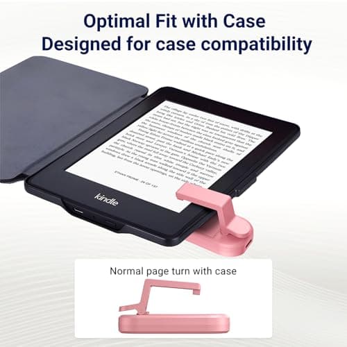 DATAFY [Case-Friendly] Page Turner for Kindle Paperwhite Oasis Kobo eReaders, Camera Camcorder Remote Controls, Page Turner Clicker for ipad Tablets Reading Novels with Wrist Strap Storage Bag Pink - Thumbnail 4