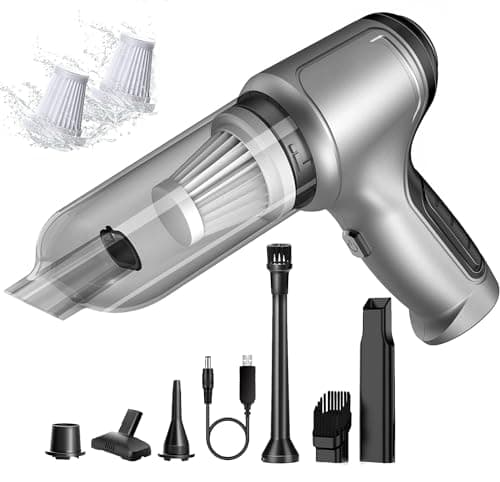 HFLYJPYW Mini Handheld Vacuum Cleaner Cordless - Car Vacuum Portable Rechargeable with High Power Brushless Motor 12000 PA Strong Suction 3 in 1 Mini Hand Vacuum (Grey) - Image 1