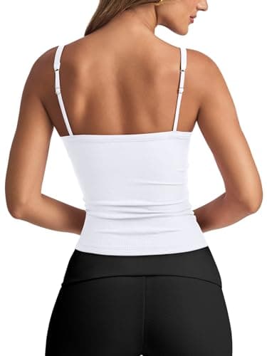 REORIA Women's Square Neck Tank Top Sleeveless Ribbed Basic Crop Tops Going Out Outfits White X-Small - Thumbnail 4