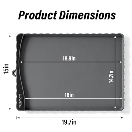 YUSMOO Dog Food Mat 20" x 15", Waterproof Silicone Pet Feeding Mat with Raised Edge & Residue Pocket, Non-Slip Bowl Mat for Dog Cat Food and Water, Easy to Clean Floor Protector - Thumbnail 2