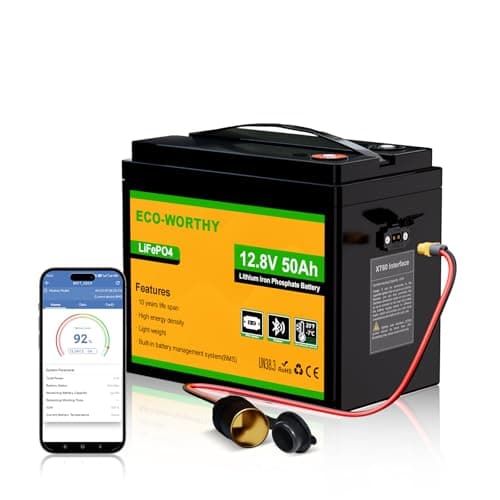 ECO-WORTHY 12V 50Ah LiFePO4 Lithium Battery with XT60 Interface, Bluetooth 5.0, Low Temp Protection, Connects to Power Inverter for Camping, Road Trips,Trolling Motors - Image 1