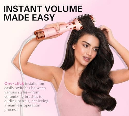 ABNER® 6 in 1 Professional Hot Air Styler - Powerful Hair Dryer Brush & Auto Curling Iron Set, Fast Drying Curling Volumizing Straightening, Styling Without Heat Damage, for All Hair Lengths - Thumbnail 6