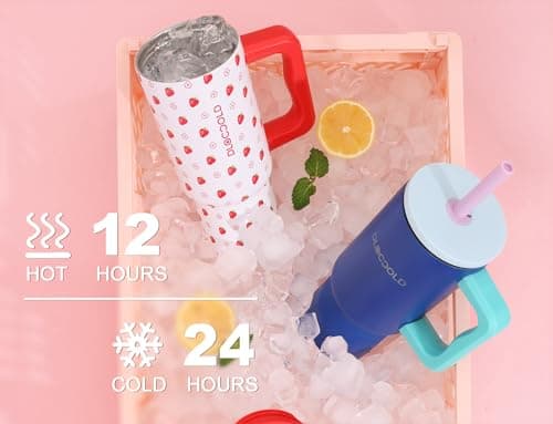 DLOCCOLD 24 oz Tumbler with Handle and Silicone Straw Lid, Insulated Travel Tumbler with Spill Resistant Lid, Reusable Stainless Steel Travel Tumbler, Cupholder Friendly, Leak Resistant - Thumbnail 6