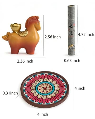 Resin Incense Holder for Sticks, Handmade Horse Shape Incense Burner with 30 Incense Sticks, Anti-Ash Incense Stick Holder for Meditation Yoga Spa Home Decor - Thumbnail 3
