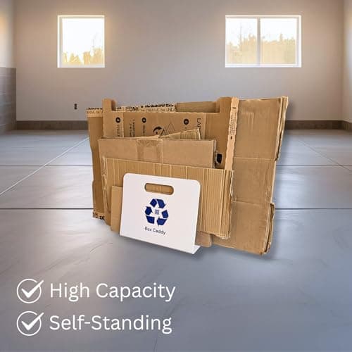 Box Caddy - Cardboard Recycling Organizer. The ultimate solution to store, transport, and recycle your boxes. Eliminates cardboard clutter. (White/Blue) - Thumbnail 6