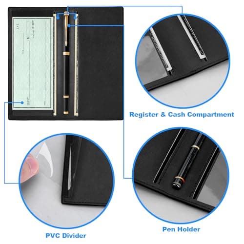 CASMONAL Premium Leather Checkbook Cover for Men and Women Checkbook Holder Wallet RFID Blocking - Thumbnail 3
