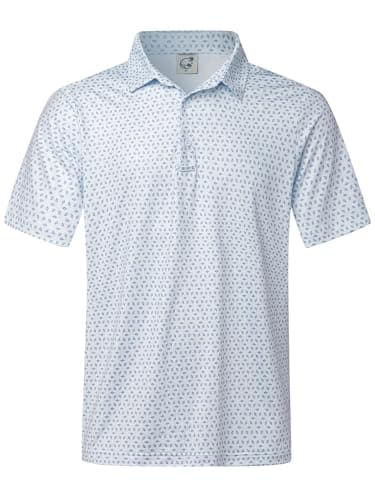 Hardaddy Mens Golf Polo Shirts Dry Fit Short Sleeve Print Patterns Moisture Wicking Collared Funny Golf Shirts for Men Light Blue XL - Image 1