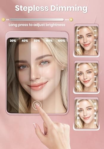 SisKokoro Compact Mirror, Rechargeable 30X Magnifying Mirror with 3 Lighting Modes & Dimmable Brightness, Portable Travel Makeup Mirror with Light, Essentials for Travel, Pocket, Purse Pink - Thumbnail 3