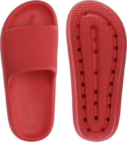 Joomra Shower Slippers for Women Mens Foam Pillow House Shower Bath Bathroom Home Platform Sandals Cushion Slides for Female Male Sandles Red 39-40 - Thumbnail 6
