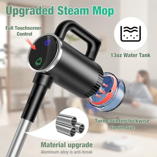 11-in-1 Steam Mop - Detachable Handheld Steam Cleaner with 380mL Tank, 260℉ Floor Steamer for Hardwood, Tile, Grout, Windows, Bath & Kitchen - 3-Level Steam Control, Multi-Purpose Floor Steam Cleaner - Thumbnail 3