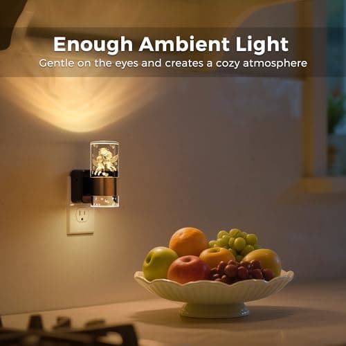 L LOHAS LED Night Lights Plug into Wall,[2-Pack] Dusk to Dawn Nightlight,9 Colors Changing,Adjustable Brightness,Acrylic Decorative Night Lights for Bathroom,Wedding,Birthday Gift - Thumbnail 6