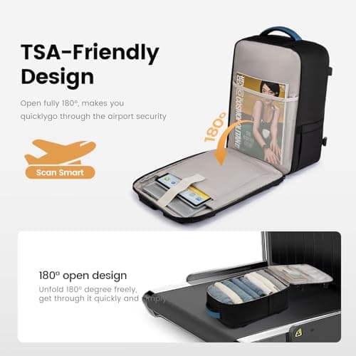 LOVEVOOK 40L Travel Backpack for Men, Airline Approved Carry On Luggage with 3 Packing Cubes, TSA Overnight Bags, Waterproof Personal Item Bag, Weekender Essentials Backpacks fits 17.3" Laptop - Thumbnail 5