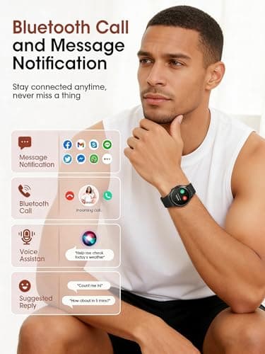 Smart Watch (Make/Answer Calls), 1.26" HD Smart Watches for Men/Women with Sleep/Heart Rate/SpO2 Monitor/120+ Sport Modes, Waterproof Fitness Tracker Watch, Smartwatch for iPhone/Samsung/Android, Gift - Thumbnail 4