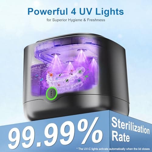 OnBeam Ultrasonic Retainer Cleaner, 45kHz Retainer Cleaner Machine 4000mAh for Denture, Night Guard, Mouth Guard, Aligner, Brace 24W Dental Cleaning Pod with 4 UV Lights, 200ml Multiple Cleaning Modes - Thumbnail 3