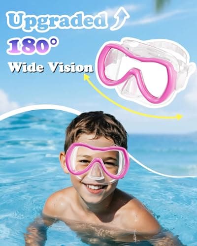 Aegend Kids Swim Mask Goggle, Swimming Goggles with Nose Cover Tempered Glass 180° HD Wide View - Thumbnail 3