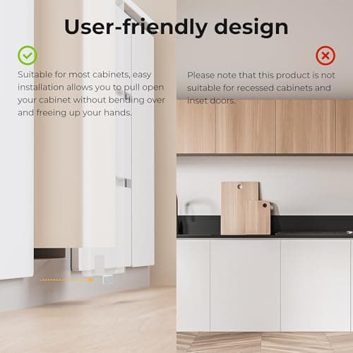 Adzyz Under Cabinet Foot Pull with Adhesive and Screws,Hands Free Garbage Drawer Toe Foot Pull Opener Suitable for Kitchen Trash Cabinet Drawer(White) - Thumbnail 4