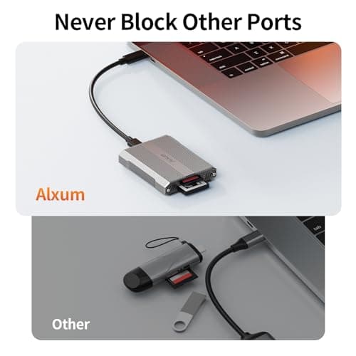 CFexpress Type B and SD4.0 UHS-II Dual Card Reader, 10Gbps USB C Dual-Slot Type B CFexpress Adapter with USB 3.2 Gen 2, Portable 2-in-1 Memory Card Reader, Compatible with Windows/Mac/Linux/Android - Thumbnail 6