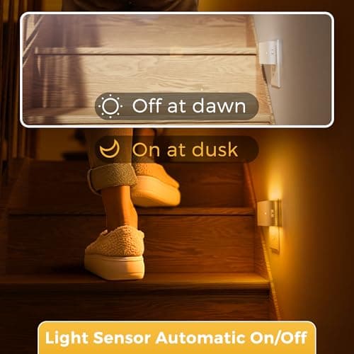 L LOHAS LED Night Light, 2 Pack Dimmable Modern LED Night Lights Plug into Wall,Dusk to Dawn Sensor Night Lights for Kid, 0-100LM 2000K Amber Nightlight for Hallway Bedroom Stairway - Thumbnail 6