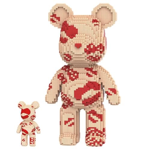 SehrKlug 16.9" Kiss Bear Teddy Blocks Building Set for Adults, Ages 14+, Micro Brick DIY Model Kit Challenge, Collectible Home Decor for Office or Bedroom, Screen-Free Stress Relief, Birthday Gifts - Image 1
