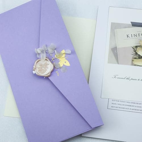 Pilloze Wax Seal Stickers - 3D Champagne Rose Wedding Invitation Envelope Botanical Seal Stickers, 50 Pcs Self- Adhesive Stickers, Perfect for Wedding Invitation, Christmas, Gift Wrapping, Baby Shower - Thumbnail 4