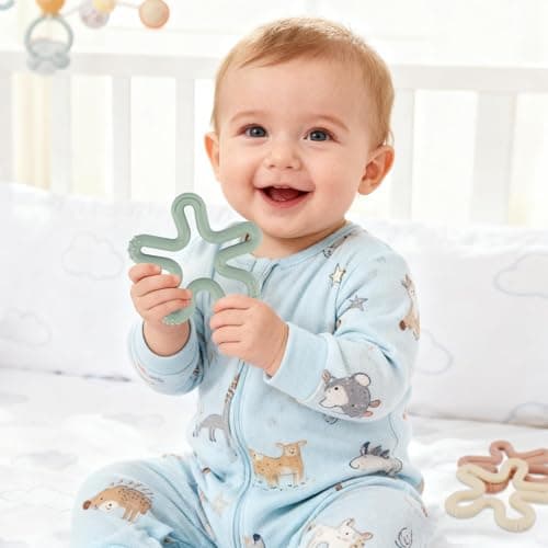 Fu Store 3 Pack Coral Flower Ring Teether Baby Teething Toys Silicone Teether Ring Toys for Babies 0-6 0-12 0-24 0-36 Months Easy to Grasp Clean Infant Teething Relief Soothing Sore Gums - Thumbnail 6