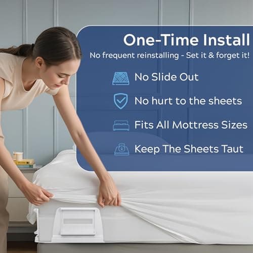 Upgrade Bed Sheet Holders for Corners: 4Pcs Fitted Lock Sheet Holders Keep Sheets Firm & Tight, Heavy Duty Bed Sheet Clips, with Clip Easy to Install for All Mattress Sizes - No More Loose Sheets - Thumbnail 2