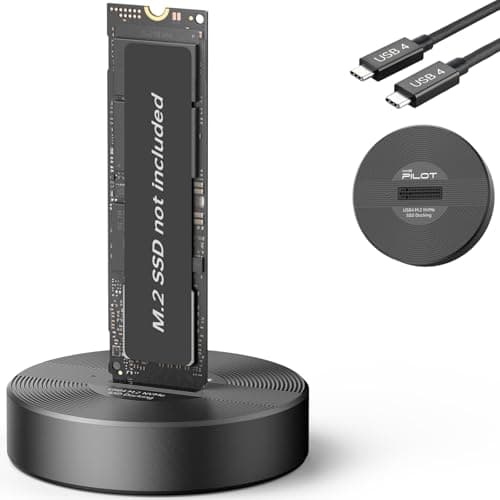 AMZPILOT 40Gbps USB 4 M.2 NVMe SSD to USB C Docking Station, M2 SSD to USB C Reader Adapter for M 2 M Key, B+M Key PCIE NVMe SSD Dock, Size for 22110 2280 2260 2242 2230 Enclosure - Aluminum Alloy - Image 1