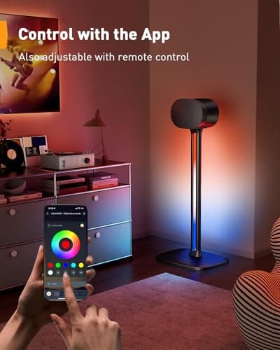 Perlegear Speaker Stands Pair Sonicbeam™ with RGB Lighting for Sonos Era 300, Era 100 & One SL, Universal Surround Sound Speaker Stand Holds to 22 lbs with Cable Management, App & Remote Control - Thumbnail 5