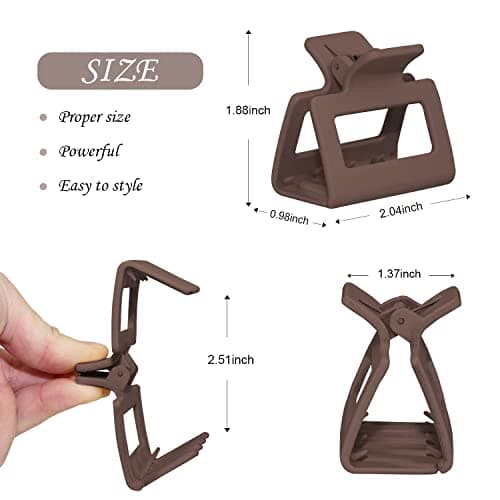 HFLYJPYW 8 Pack Small Claw Clips for Women Girls Double Row Teeth Medium Hair Clips Matte Claw Clips for Thin Hair No Slip Hair Clips for Short Hair Accessories (Dark Series) - Thumbnail 3