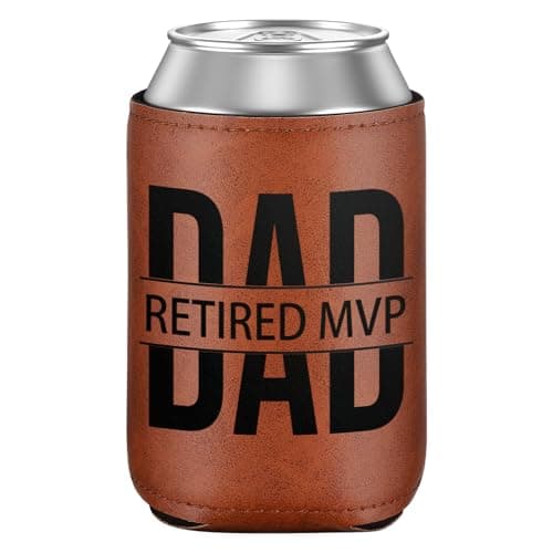 Leather Can Cooler for Men, Gifts for Dad from Daughter Son for Fathers Day Birthday Day Bottle Can Drink Sleeve Holder 12Oz Funny Cooler for Cans - Image 1