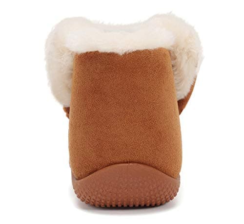 KEESKY 10 Toddler Snow Boot for Boys Girls Brown Suede Fur Lined Winter Warm Kids Footwear Shoes - Thumbnail 5