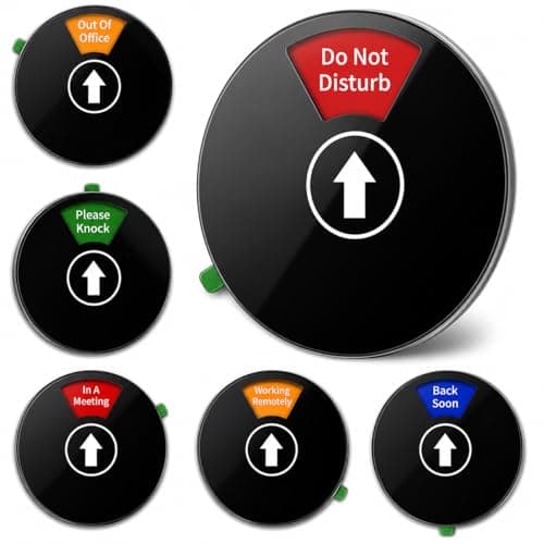 Plastic Office Door Sign, 6-in-1 Rotating Privacy Sign for Office/Home, In a Meeting/Do Not Disturb/Back Soon/Working Remotely/Please Knock/Out of Office, Magnetic & Adhesive, 6 Inch, Black - Image 1