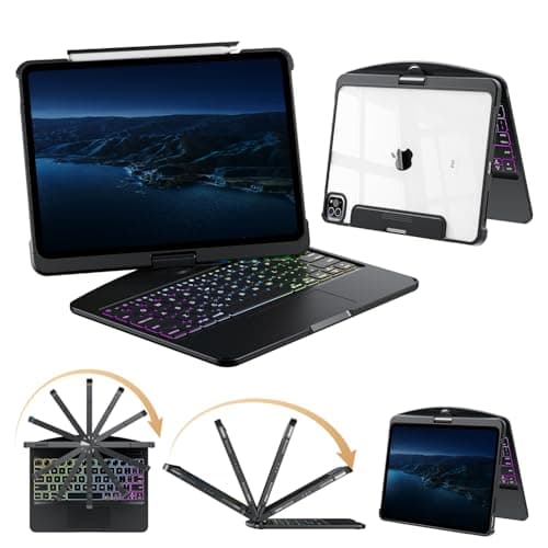 Keyboard Case for iPad Air 13 Inch (M3/M2, 2025/2024)/ iPad Pro 12.9" (6/5/4/3 Gen)2022 2021 2020 2018, Wireless iPad Case with Keyboard Multi-Touch Trackpad, Battery Level Visualization, Black - Image 1