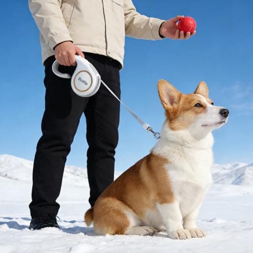 360° Tangle-Free Retractable Dog Leash 16 ft Heavy Duty Reflective Nylon Tape for Small to Medium Dogs Up to 60lbs,Soft Grip, Lock(Medium, White) - Thumbnail 6