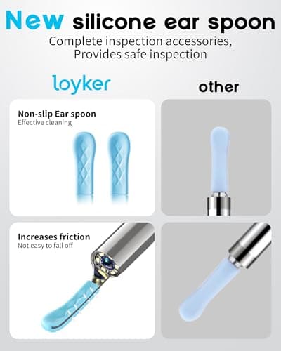 Loyker Ear Wax Removal, Ear Cleaner with Camera with 1080P, Otoscope with Light, Ear Wax Removal Kit with 6 Ear Pick, Ear Camera for iPhone, iPad, Android Phones (Blue) - Thumbnail 4