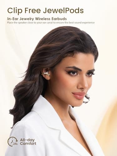 JewelPods C3 Wireless Bluetooth Earbuds, Jeweled Open-Ear Headphones, Gold - Thumbnail 3