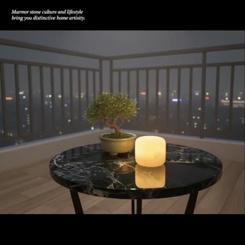 Marble Lamp Night Light Touch Bedside Table Lamp for Bedroom,Type-C Rechargeable Small Desk Bedside Small Lamps,Eye Caring Dimmable LED Ambient lamp (Eastern Jade Glow) - Thumbnail 5