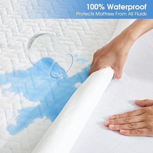 Hanherry 100% Waterproof Mattress Protector King Size, Mattress Cover 3D Air Fabric Cooling Mattress Pad Cover Smooth Soft Breathable Noiseless, 8''-21'' Deep Pocket - Thumbnail 3