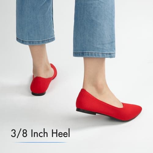 ATHMILE Pointed Toe Flats for Women Dressy Grey Work Shoes Business Casul Knit Ballet Flats Slip on Office Ladies Comforttable Dress Gray - Thumbnail 4