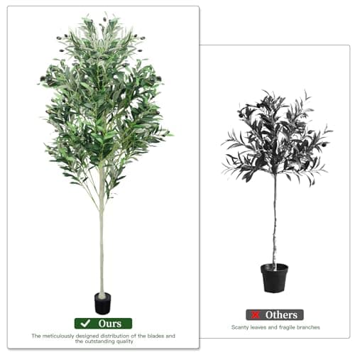 2 Pack Artificial Olive Trees, 6FT Indoor Tall Faux Olive Trees with Planter, Realistic Olive Plants for Home Decor Office Living Room - Thumbnail 3