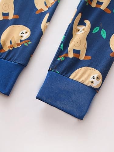 Joonberry Toddler Kids Soft Bamboo Viscose Long Sleeve Top and Pants Clothing Set–2-Piece 2-9Y Boys Girls Outfit（Sloth, 4-5Y - Thumbnail 4