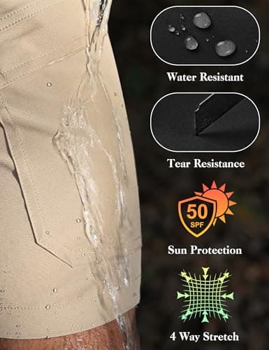 KPSUN Men's 7" Hiking Cargo Shorts Lightweight Quick Dry Tactical Golf Shorts with Zipper Pockets for Fishing Camping Work(SandKhaki XL) - Thumbnail 4