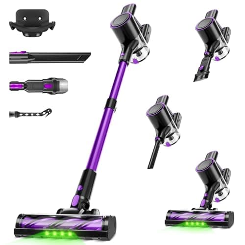 Honki Cordless Vacuum Cleaner, 500W/40Kpa Vacuum Cleaners for Home, Stick Vacuum Cordless with LED Display, Anti-Tangle & Wall Mount, 8 in 1 Lightweight Vacuum for Hard Floors Pet Hair(Purple) - Image 1