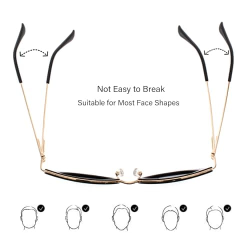 FAA'N Retro Big Frame Cat Eye Polarized Sunglasses Women with Spring Hinge(Black) - Thumbnail 3