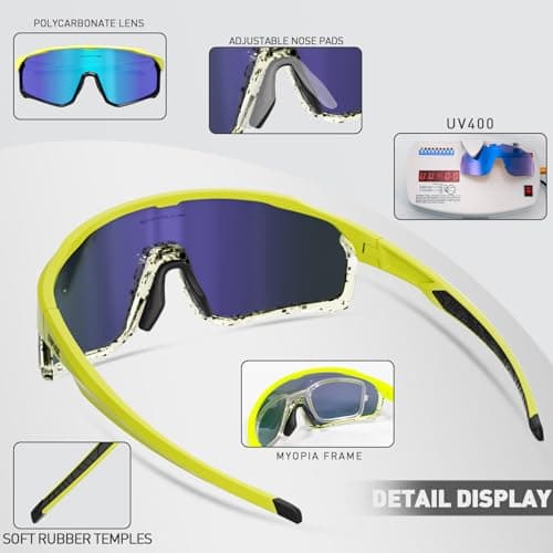 KAPVOE Polarized Cycling Glasses Men Women Mountain Bike Sunglasses MTB Glasses TR90 Sport Glasses Biking Sunglasses Bicycle Riding Goggles Road Cycling Sunglasses Running Golf Cycle Glasses Green - Thumbnail 5