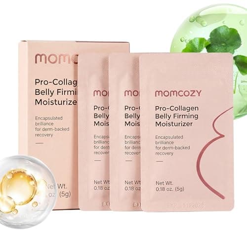 Momcozy Postpartum Stretch Mark Repair & Tightening Belly Cream, Mini Sachet Set, Retinol Alternative Peptides for Skin Firming, 0.54 oz (3 x 5g Sachets) - Image 1