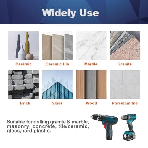 Dry Diamond Drill Bit Set,BRSCHNITT 2pcs/pack 25mm Diamond Hole Saw Core Drill Bit with Round Shank for Porcelain Tile Ceramic Stone Granite Marble,Round Shank Dry Drilling - Thumbnail 3