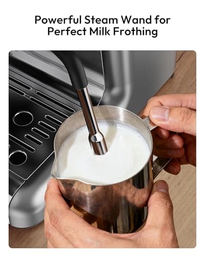 EUHOMY Espresso Machine with Grinder, 20 Bar Coffee Maker with Milk Frother Steam Wand, Professional Expresso Coffee Machines with Removable Water Tank, Latte & Cappuccino Machine for Home Barista - Thumbnail 5