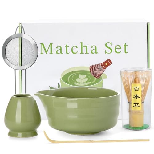 Matcha Whisk Set - 5PCS Matcha Set Includes 17OZ Chawan with Spout, Bamboo Chasen Whisk with Ceramic Holder, Matcha Scoop and Stainless Sifter, Matcha Kit for Ceremony, Gift for Matcha Lovers - Image 1